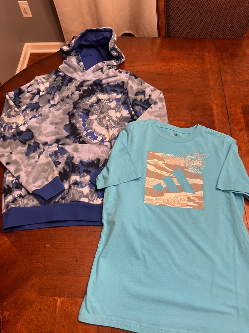 adidas Kids Blue Tie-Dye Hoodie & Aqua Graphic Tee Set